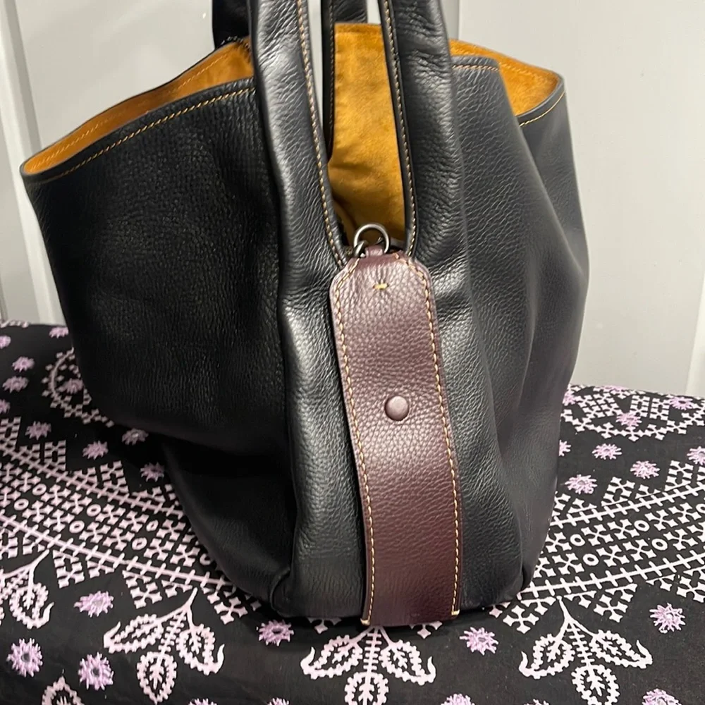 Coach Black and Tan Leather Tote - Picture 8 of 16